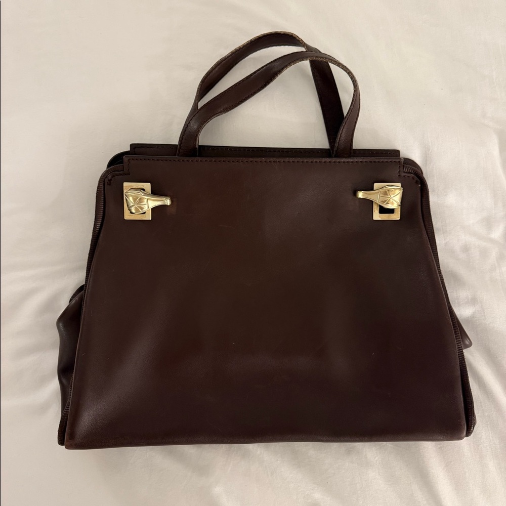 Vintage Barry Kieselstein Cord top handle brown leather bag